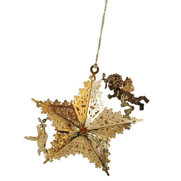 Danbury Mint 1998 Gold 23K Plated 3D Christmas 7 Ornaments - Picture 7 of 15